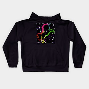 Neon color unicorn bubbles Kids Hoodie